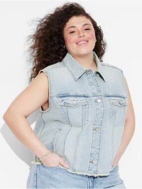 wild fable Light Wash Denim Sleeveless Jacket XXL